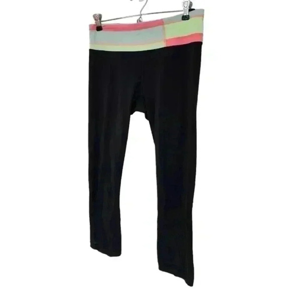 Lululemon Run: Inspire Crop II Black / Quilt Vintage Neon Black Green Pink Women - Picture 6 of 15